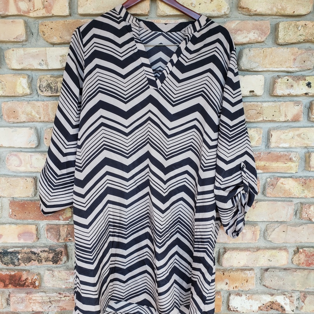Shift Dress With Chevron Print